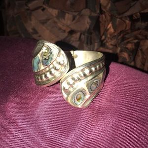 Vintage Mexico Alpaca Abalone Clamper Bracelet